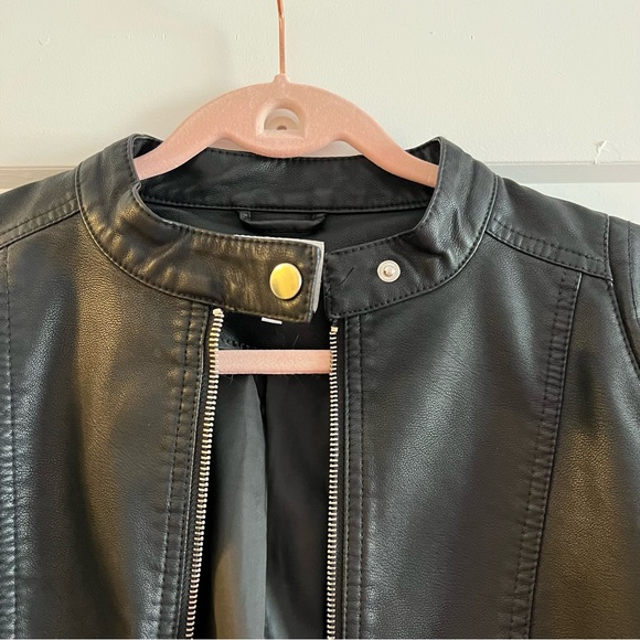Vila Faux Leather Collarless Jacket - Picture 8 of 10